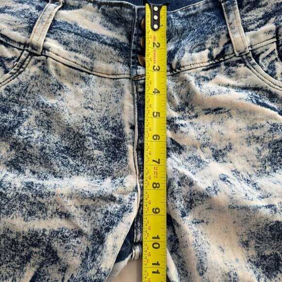 HTF RARE VTG Y2K Acid Wash Distressed Frayed Blue Jeans Wms High Waist 34 Skinny - Picture 13 of 16